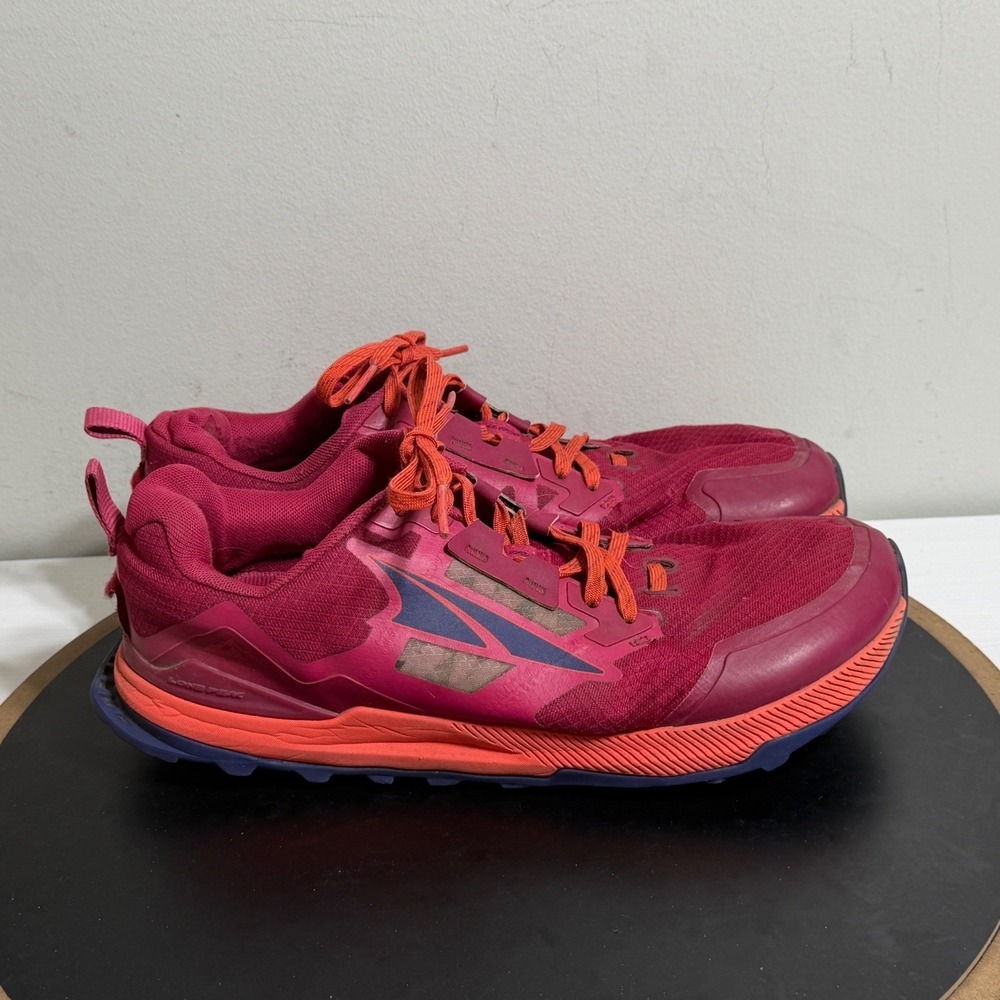 Altra Lone Peak Trail Running Shoes Women US 11 Burgundy Orange Zero Drop *READ*